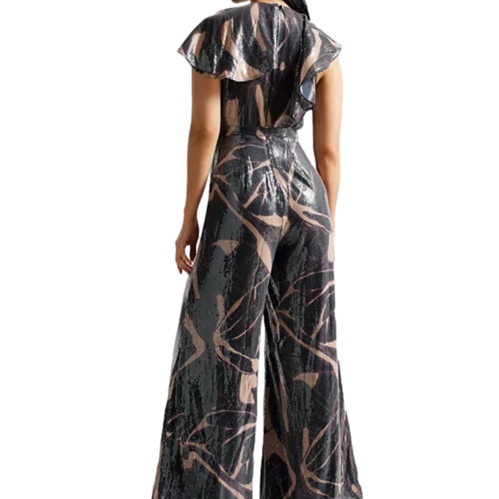 Ted Baker Edennie Black and Tan sequin Abstract Jumpsuit size 2 - Picture 4 of 13